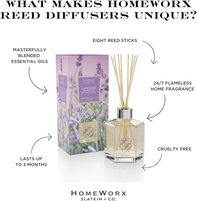 HomeWorx by SLATKIN + CO. Lavender Vanilla Reed Stick Diffuser