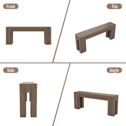 Extra Long Sofa Console Table for Entryway Living Room, 79-Inch Farmhouse Wood Behind Couch Table, Rectangular Accent Console with Wooden Double Base for Hallway Foyer Entrance, Light Brown