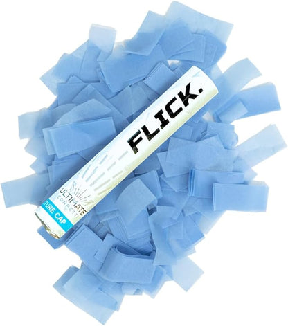 Ultimate Confetti Flick Stick Launchers - Handheld 6" Confetti Launcher Wand, Flick to Launch Biodegradable Tissue Confeti (Baby Blue, 8 Confetti-Launcher Tubes, 2 Handful of Confettis per Wand 1.5oz)