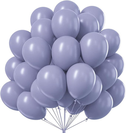 PartyWoo Dusty Blue Balloons 101pcs 12 Inch Boho Dusty Purple Muted Lavender Latex Balloons for Boy Baby Shower Anniversary Bachelorette Graduation Engagement Birthday Party Decorations Blue-F16