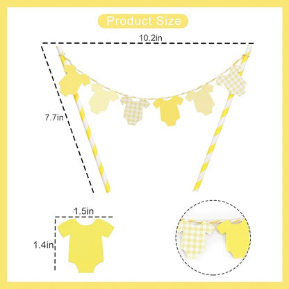 Yellow Baby Shower Cake Topper - Yellow Bodysuit Gingham Cake Topper,Gender Reveal Decor,Baby Shower Cake Decorations,Gingham Onesie Party Decorations (yellow)