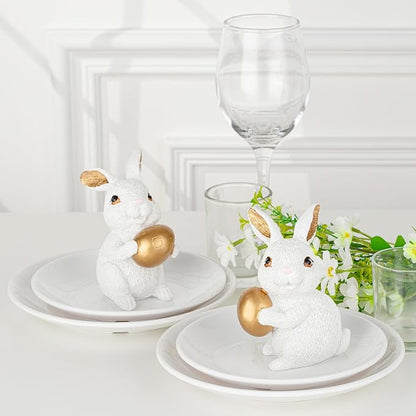 MAIBAOTA Polyresin Bunny Decor with Resurrection Eggs Easter Decoration for Home Spring Decoration for Home Table Decor Rabbit Figurines