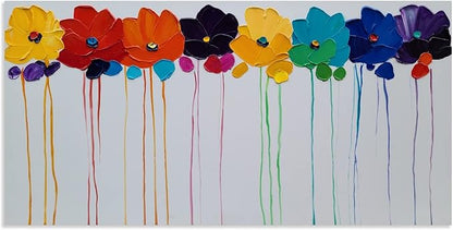 YHSKY ARTS Exquisite Handcrafted Chromatic Floral Oil Painting: A Masterpiece of Botanical Artistry for Interior Aesthetics