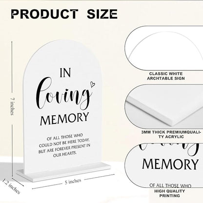 In Loving Memory Wedding Sign， Memorial Table Decor，Memory Table Sign for Wedding Bridal Shower Ceremony Reception Event Party Acrylic Decor