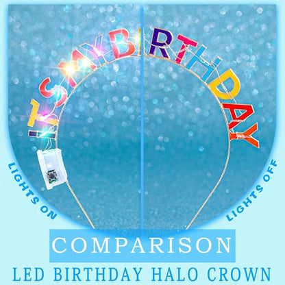 Its My Birthday Headband and Sash Light Up Crown Led Birthday Accessories Sets for Women