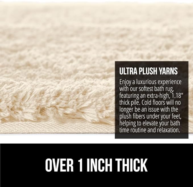 GORILLA GRIP Bathroom Rugs, Ultra Soft Absorbent Mat, Thick Plush Bath Rug, Machine Washable, Microfiber Quick Dry, Mats for Shower, Bathtub and Floor, Home Decor Accessories, 24x17, Ivory