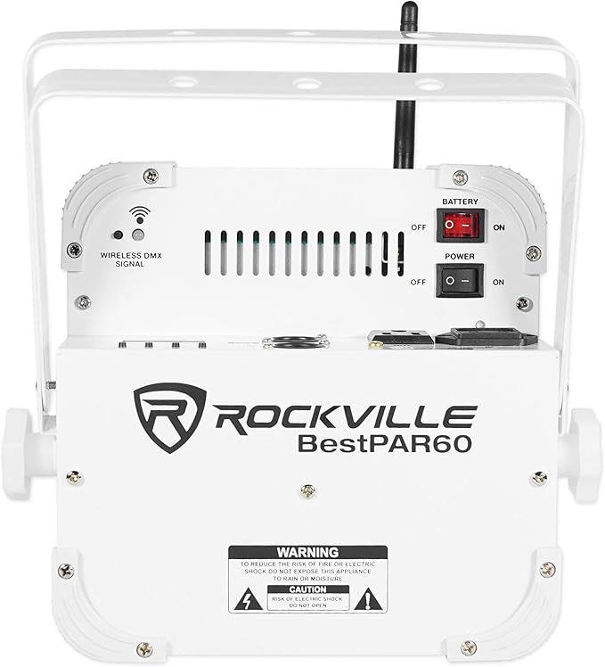 Rockville Best Pack 60 White (6) Battery Wash Lights 54W RGBWA+UV LEDs, Wireless DMX, Rechargeable, Charging Case, IRC Remote, for DJs and Event Lighting