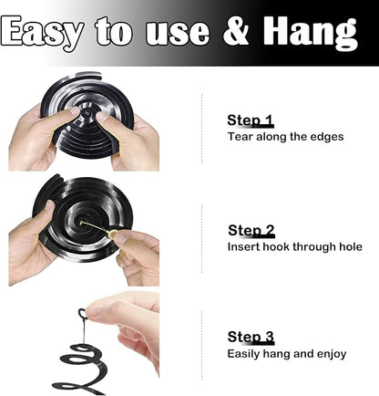 30pc Hanging Swirl Decorations Black and Silver Party Streamers for Ceiling 24" Swirl Spiral Decorations