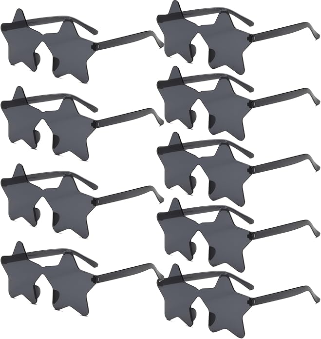 9 Pack Star Sunglasses, Colorful Rimless Star Shaped Glasses, Unisex Party Favors Supplies for Beach, Pool, Outdoors