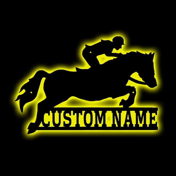 Personalized Custom Wooden/Metal Horse Night Light & Wall Art - LED Horse Themed Gifts for Girl Birthday & Christmas