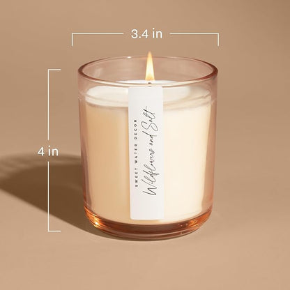 Sweet Water Decor Sandalwood Rose Scented Soy Candles – Green, Leafy, Winey, Rose, Guaiac Wood, Cedar, Amber, Musk – Cozy Aroma – 50 Hour Burn – 12oz Tinted Glass Jar for Home Decor and Bedroom Decor