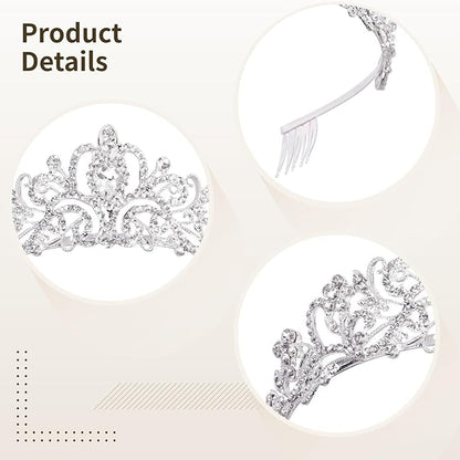 10 Pcs Crystal Tiara and Crowns for Women, Silver Rhinestone Crowns, Princess Headbands, Bride Tiaras for Wedding, Birthday, Parties