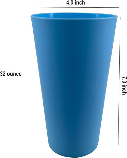 32 oz Plastic Cups Reusable - BPA Free Large Drinking Cups set of 12 - Unbreakable Dishwasher Safe for Kids Kitchen Camping Outdoor