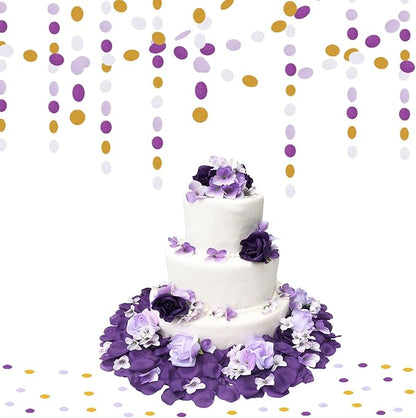 White Purple-Gold Party-Decorations Paper Garland - 52ft Glitter Hanging Streamer Banner,Graduation 2025 Mothers Decor Wedding Baby Shower Birthday Backdrop Bunting Lasting Surprise