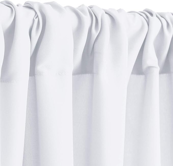 Hiasan White Backdrop Curtains for Parties, Polyester Photography Backdrop Drapes for Family Gatherings, Wedding Decorations, 5ftx7ft, Set of 2 Panels