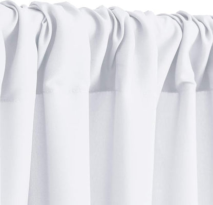 Hiasan White Backdrop Curtains for Parties, Polyester Photography Backdrop Drapes for Family Gatherings, Wedding Decorations, 5ftx10ft, Set of 2 Panels