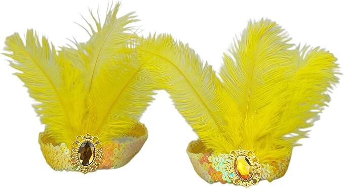 Feather Headpiece Sequins Headbands 1920s Flapper Showgirl Headpieces for Women Girls Carnival Party Accessories