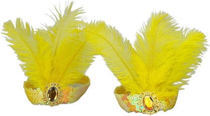 Feather Headpiece Sequins Headbands 1920s Flapper Showgirl Headpieces for Women Girls Carnival Party Accessories