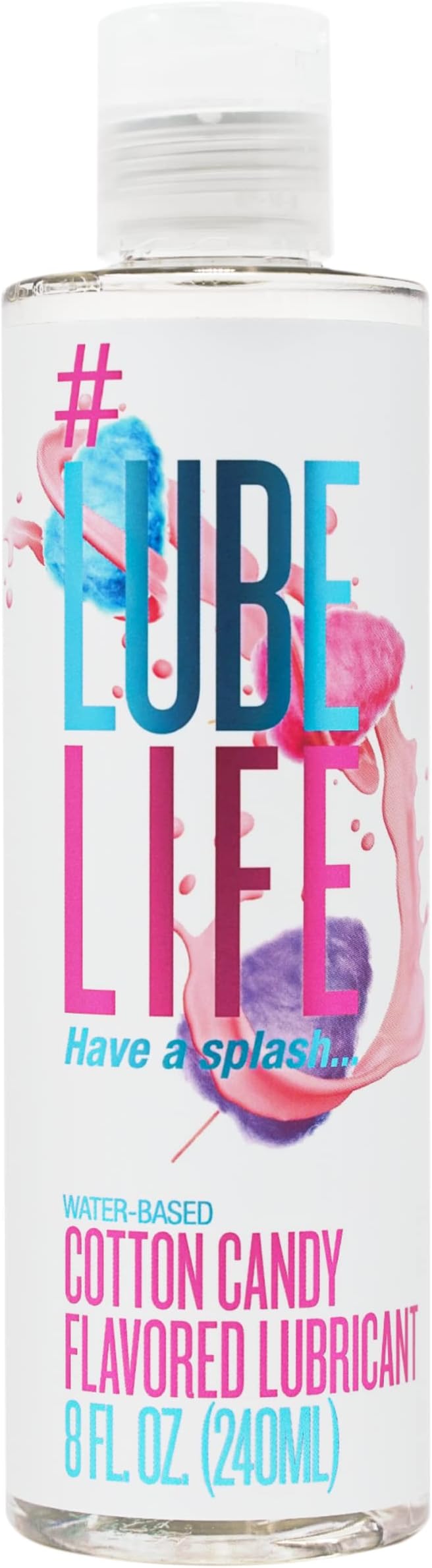 LubeLife Water-Based Cotton Candy Flavored Lubricant, Personal Lube for Men, Women and Couples, Made Without Added Sugar, 8 Fl Oz