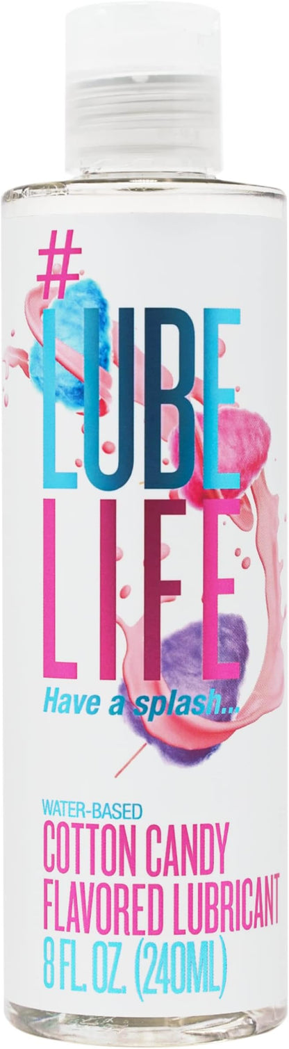 LubeLife Water-Based Cotton Candy Flavored Lubricant, Personal Lube for Men, Women and Couples, Made Without Added Sugar, 8 Fl Oz