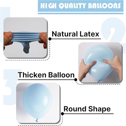 PartyWoo Baby Blue Balloons 155pcs Different Sizes of 18 12 10 5 Inch Light Pastel Sky Aqua Blue Balloon Arch Kit Garland for Graduation Baby Shower Gender Reveal Easter Party Decorations Blue-Q13