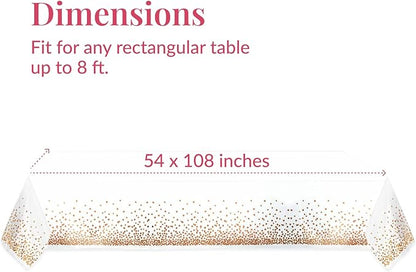 Prestee Rose Gold Plastic Table Cloth Disposable, 4 Pack - 54x108 Inch Rectangle Tablecloths for Wedding and Party - Heavy-Duty, Waterproof Table Covers - Pink and Gold, for Birthday or Fine Dining