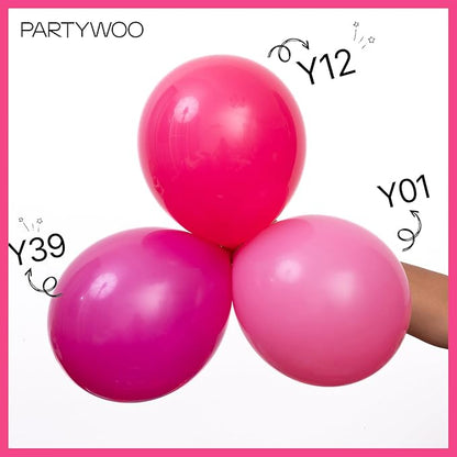 PartyWoo Hot Pink Balloons 101pcs 12 Inch Magenta Fuchsia Balloons for Baby Shower Gender Reveal Engagement Bachelorette Wedding Bridal Shower Anniversary Birthday Party Decorations Pink-Y12