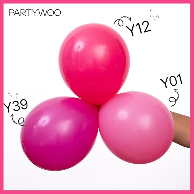 PartyWoo Hot Pink Balloons 50 pcs 5 Inch Small Mini Dark Pink Magenta Fuchsia Latex Balloons for Wedding Baby Shower Gender Reveal Valentine's Day Bachelorette Birthday Party Decorations Pink-Y12