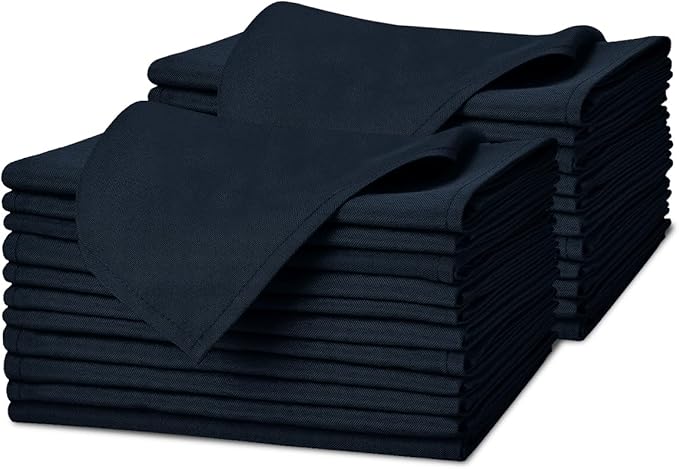 Navy Blue Cloth Napkins Bulk (Pack of 24) - 100% Polyester Dinner Linen Napkins Cloth Washable & Reusable - Durable with Hemmed Edges - Ideal for Parties and Weddings (17x17 Inches)
