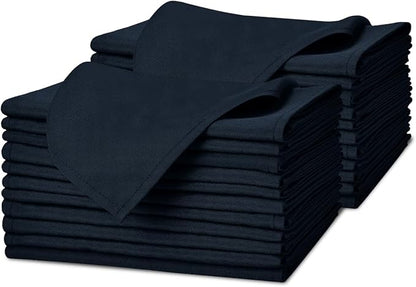 Navy Blue Cloth Napkins Bulk (Pack of 24) - 100% Polyester Dinner Linen Napkins Cloth Washable & Reusable - Durable with Hemmed Edges - Ideal for Parties and Weddings (17x17 Inches)