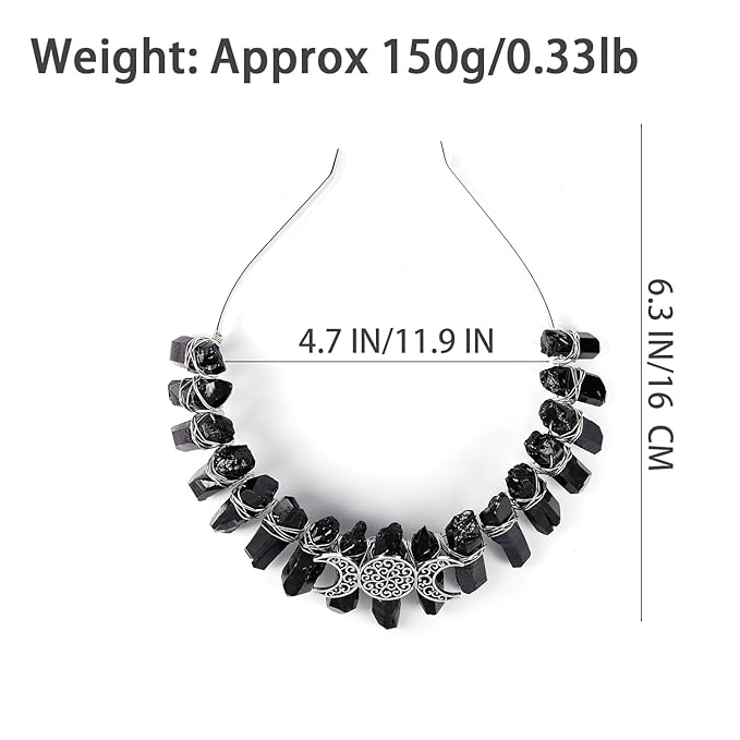 Raw Crystal Obsidian Tiara Headbands,Black Quartz Moon Goddess Crown Headpiece Costume Party Headwear for Women Girls