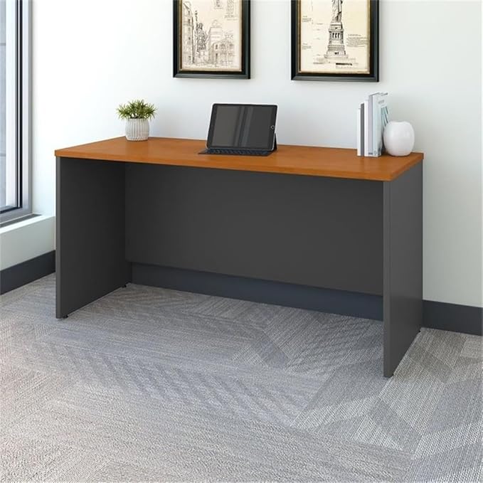Bush Business Furniture Series C 60W x 24D Credenza Desk in Natural Cherry, Minimalist Computer Table for Home or Professional Office