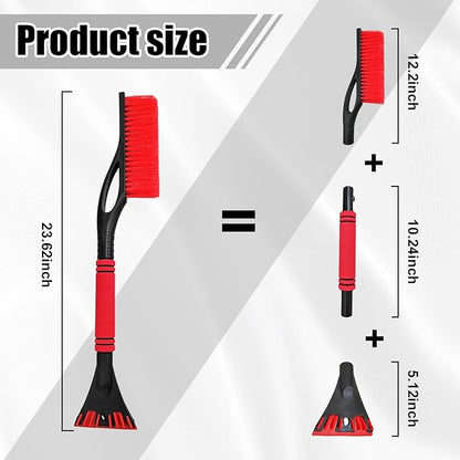 Car Snow Brush and Ice Scraper, Multi-Functional Detachable Snow Brush with Foam Grip, Ice Snow Removal Cleaning Tool for Car Windshield Window, Universal Car Accessories (Red)