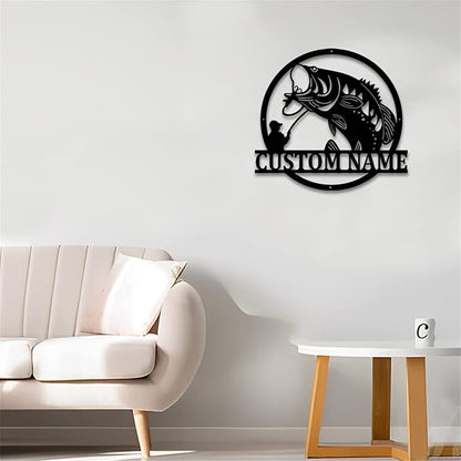 Custom Name LED Bass Fishing Sign - Personalized Wall Art, Anniversary & Valentine's Day Gift