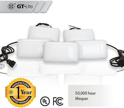 GT-Lite 50FT LED Work Light 7500 Lumen 75W LED Damp Location Construction String Lights Linkable for Jobsite Lighting, Adjustable, ETL Listed (5 Light Heads) (7500 Lumen)