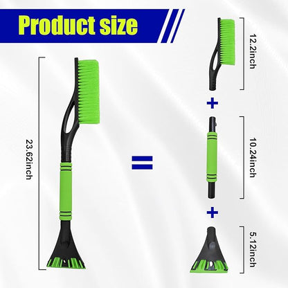 24 Inch Car Snow Scraper and Brush, Detachable Scratch Free Ice Scraper with Ergonomic Foam Grip, Universal Winter Snow Removal Tool for Car Windshield Window (Green)