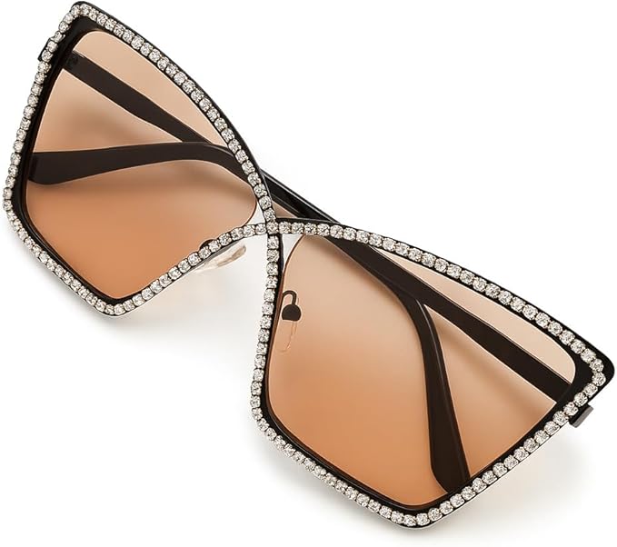 bullabulling Vintage 90s Rimless Rhinestone Sunglasses Fashion Rhombus Crystal diamond Y2K Candy Color Cat Eye Party Glasses