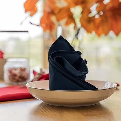 Navy Blue Cloth Napkins Bulk (Pack of 24) - 100% Polyester Dinner Linen Napkins Cloth Washable & Reusable - Durable with Hemmed Edges - Ideal for Parties and Weddings (17x17 Inches)