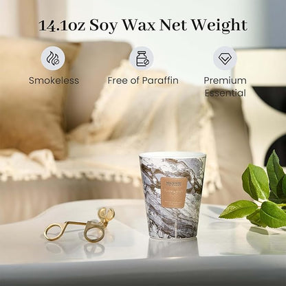 M&SENSE Eucalyptus Mint Scented Candles for Home, 3 Wick Highly Scented Jar Candle, 14.1 Oz 80H Long Lasting Burning Christmas Candle for Women, Aromatherapy Candles for Holiday Christmas Gift
