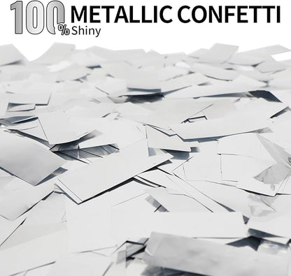 Silver Confetti Poppers Cannon, 6 Pack WERISE Party Mylar Silver Confetti Shooters for Wedding, Birthday, Graduation, New Year and Celebration 12 Inch