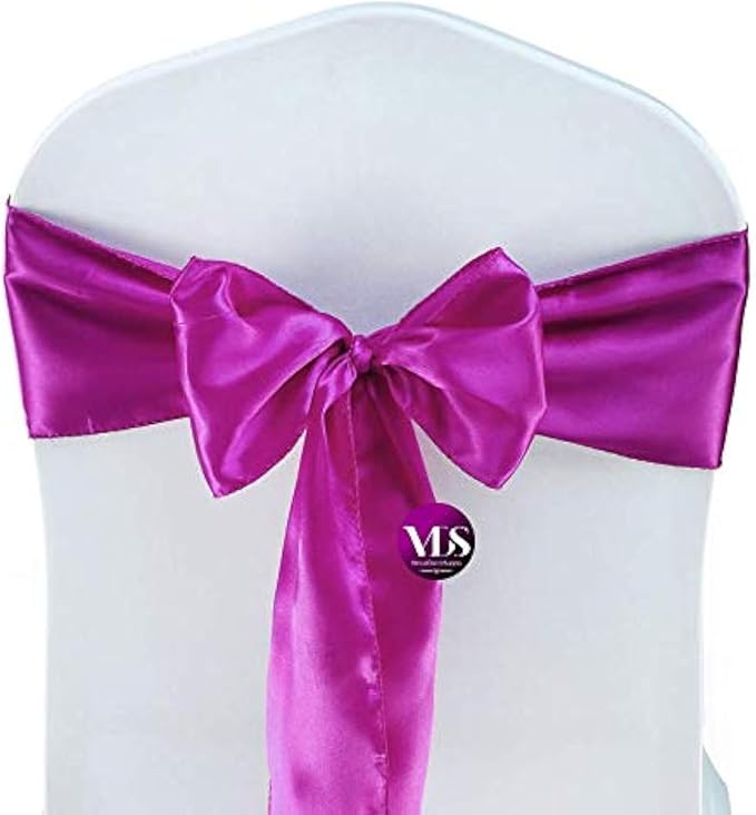 VDS Satin Chair Sashes Chair Cover Back Tie Sateen Bows Ribbon for Wedding Birthday Graduation Engagement Ceremony Event Party Banquet Venue Hotel All Dining Chair Decoration (50PC) (Magenta Violate)
