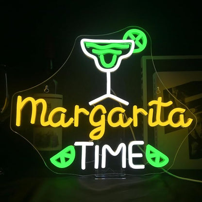 Lucunstar Margarita Time Neon Sign for Wall Decor Margarita Led Signs USB Dimmable Neon Lights for Beer Bar Kitchen Restaurant Home Pub Party Man Cave Club Shops Hotel Store Business Gift