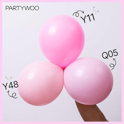 PartyWoo Baby Pink Balloons 155 pcs Different Sizes of 18 12 10 5 Inch Pastel Pale Light Pink Balloons Arch Kit Garland for Baby Shower Gender Reveal Birthday Princess Party Decorations Pink-Q05