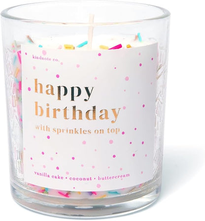 Happy Birthday Candle for Women - 8oz Soy Candle, Vanilla Cake, Coconut, Buttercream Scent - Festive Sprinkles, Premium Design, Eco-Friendly, 40+ Hours Burn Time