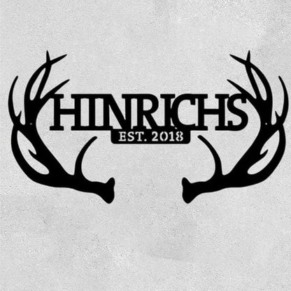 Personalized Deer Antler Metal Sign, Custom Ranch Name Sign with Year, Rustic Hunting Lodge Wall Art, Farmhouse Cabin Outdoor Decor, Gift for Hunters, Men, Family, Anniversary or Housewarming