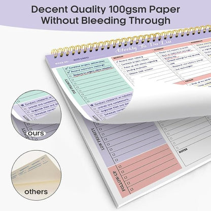 Taja Weekly To Do List Notepad with 52 Undated Sheets（8.5"×11"）- Weekly Desk Planner for Women & Man, Work and Home -1 Pack Violet Dream
