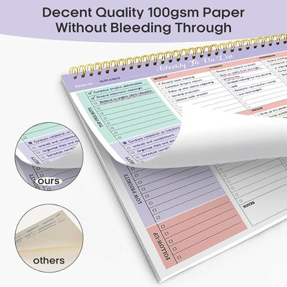 Taja 6 Pack of Weekly To Do List Notepad with 52 Undated Sheets（8.5"×11"）- Weekly Desk Planner for Women & Man, Work and Home - 6 Pack Violet Dream