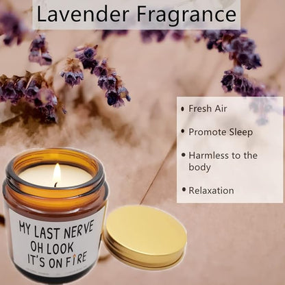 My Last Nerve Candles Funny Lavender Scented Best Friend Candles for Women Dad Sister Mom Girlfriend Neighbors