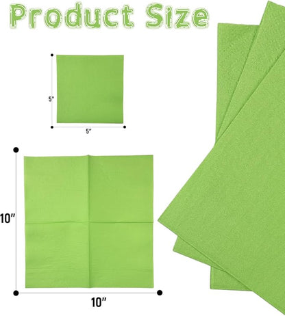 Pea Green Cocktail Napkins 5 * 5inch disposable Beverage Napkin paper for Cocktail, Wedding, Dinner，Birthday Party Dessert Wine Paper Napkins（ 120 Count）
