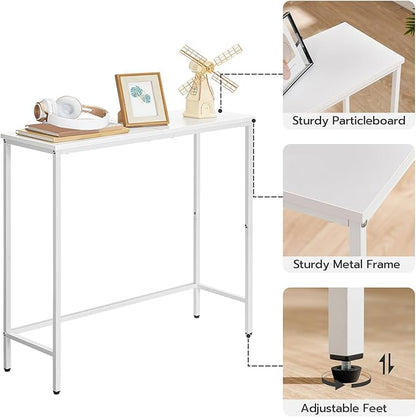HOOBRO Narrow Console Table, 29.5" Small Entryway Table, Thin Sofa Table, Side Table, Display Table, for Hallway, Bedroom, Living Room, Foyer, White WW75XG01